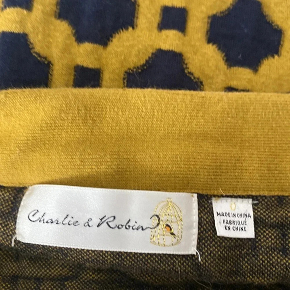 CHARLIE & ROBIN WOMENS MINI STRAIGHT SKIRT NAVY GOLD WINTER FALL BOTTOMS SIZE 0 - Picture 3 of 3